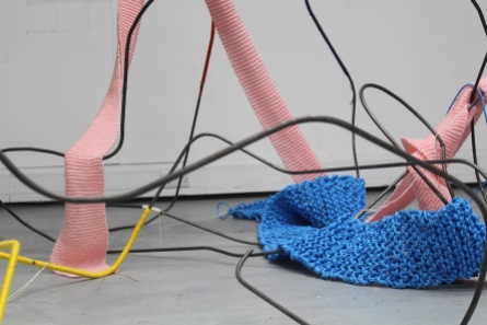 Untitled, 2018. Collaboration with Samantha Henning. Metal rod, acrylic yarn, polypropylene rope, string.